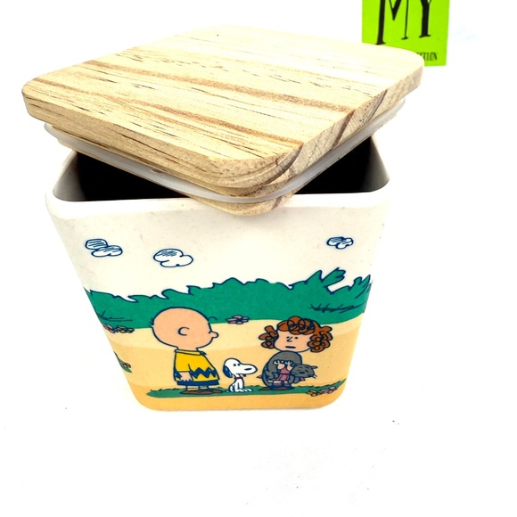 Peanuts Snoopy & Charlie Brown Kitchen Storage Jar – Bamboo Lid | Vintage Cartoo - Picture 9 of 10